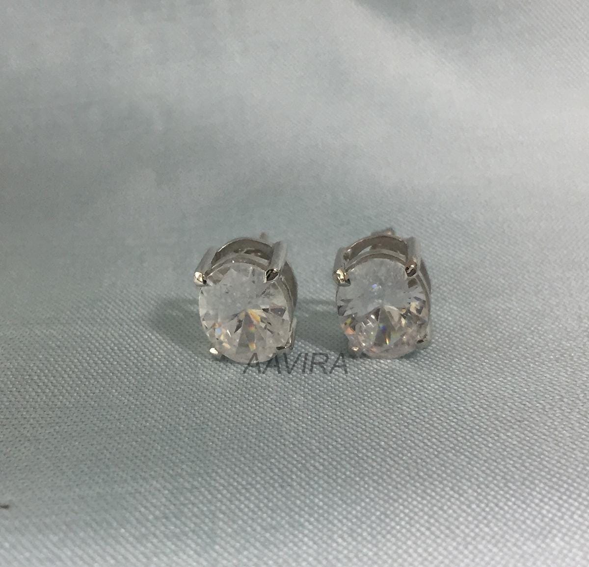 Dainty Oval Cut Diamond Stud Earrings, Solitaire Stud Earrings, Minimalist Earrings, 925 Sterling Silver, Gifts For Girlfriend, Gift For Her