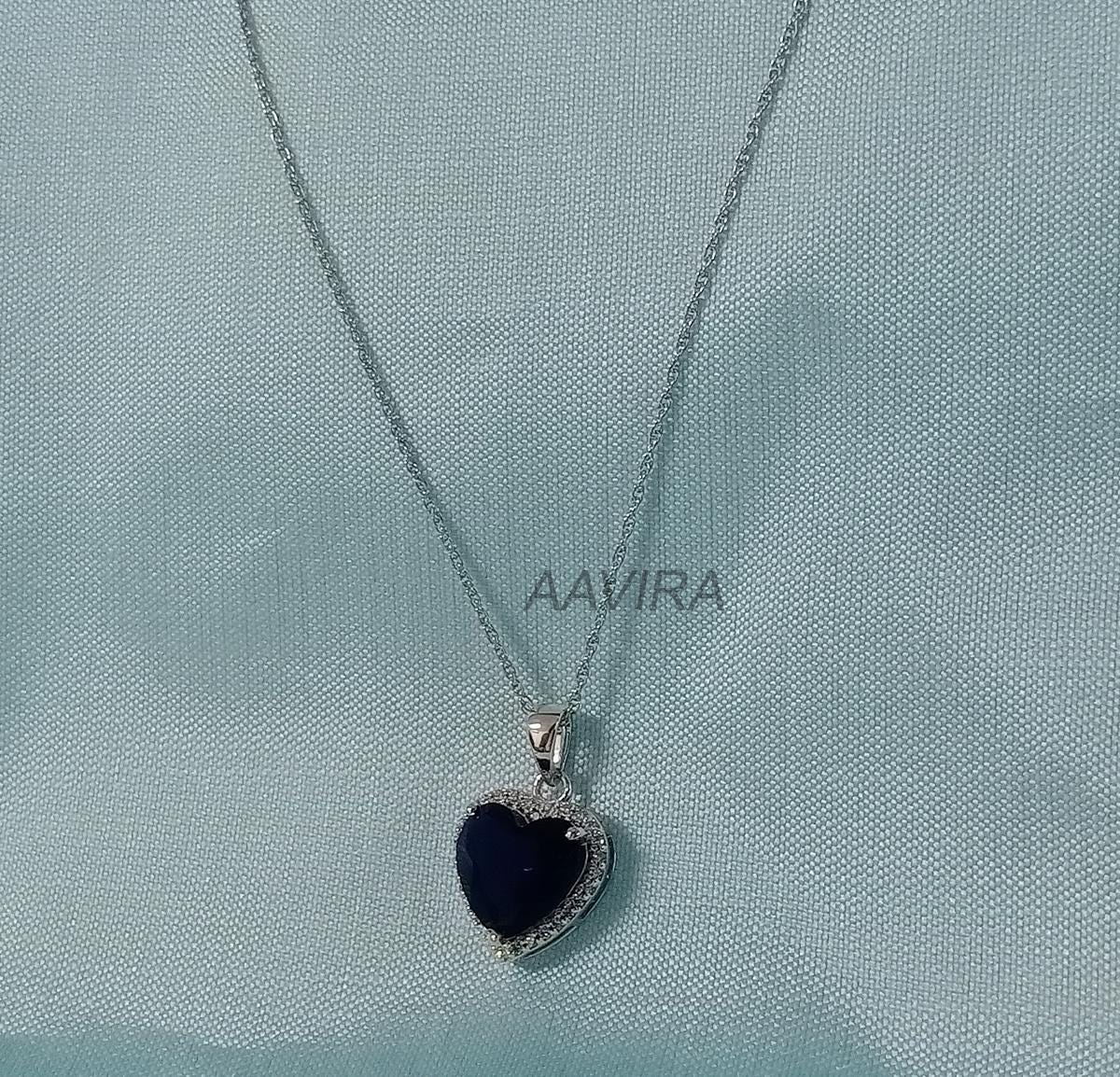 Sapphire Blue Heart Pendant Necklace, Blue Sapphire Halo Pendant, Women's Diamond Necklace, Proposal Birthstone Gift for Her, Love Gift