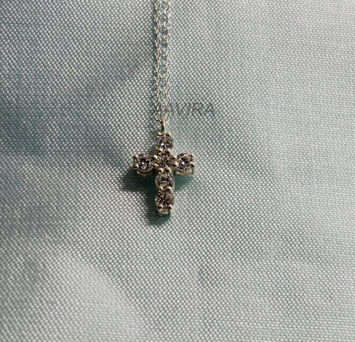 Cross Moissanite Diamond Pendant Necklace, Handmade Pendant, Minimalist Cross Pendant, Religious Pendant Cross, Dainty Cross Chain Pendant