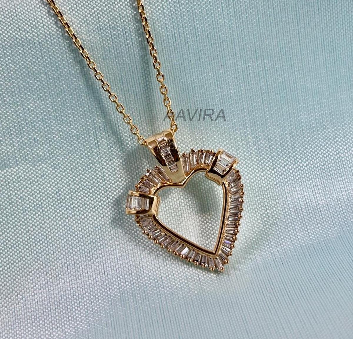 Heart Jewelry, Tapper Diamond Heart Pendant Necklace, 14k Yellow Gold Chain Pendant, Heart Love Gift, Gift For Mom, Special Occasion Gift