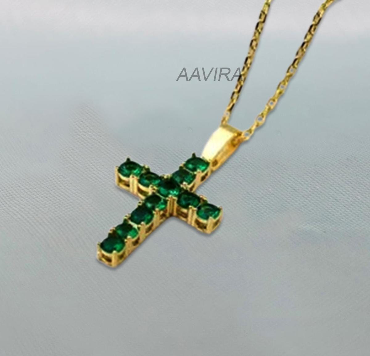 Dainty Blue Sapphire Cross Necklace, September Birthstone Pendant For Women, Anniversary Gift, London Blue Topaz Cross, Cross Jewelry Gift