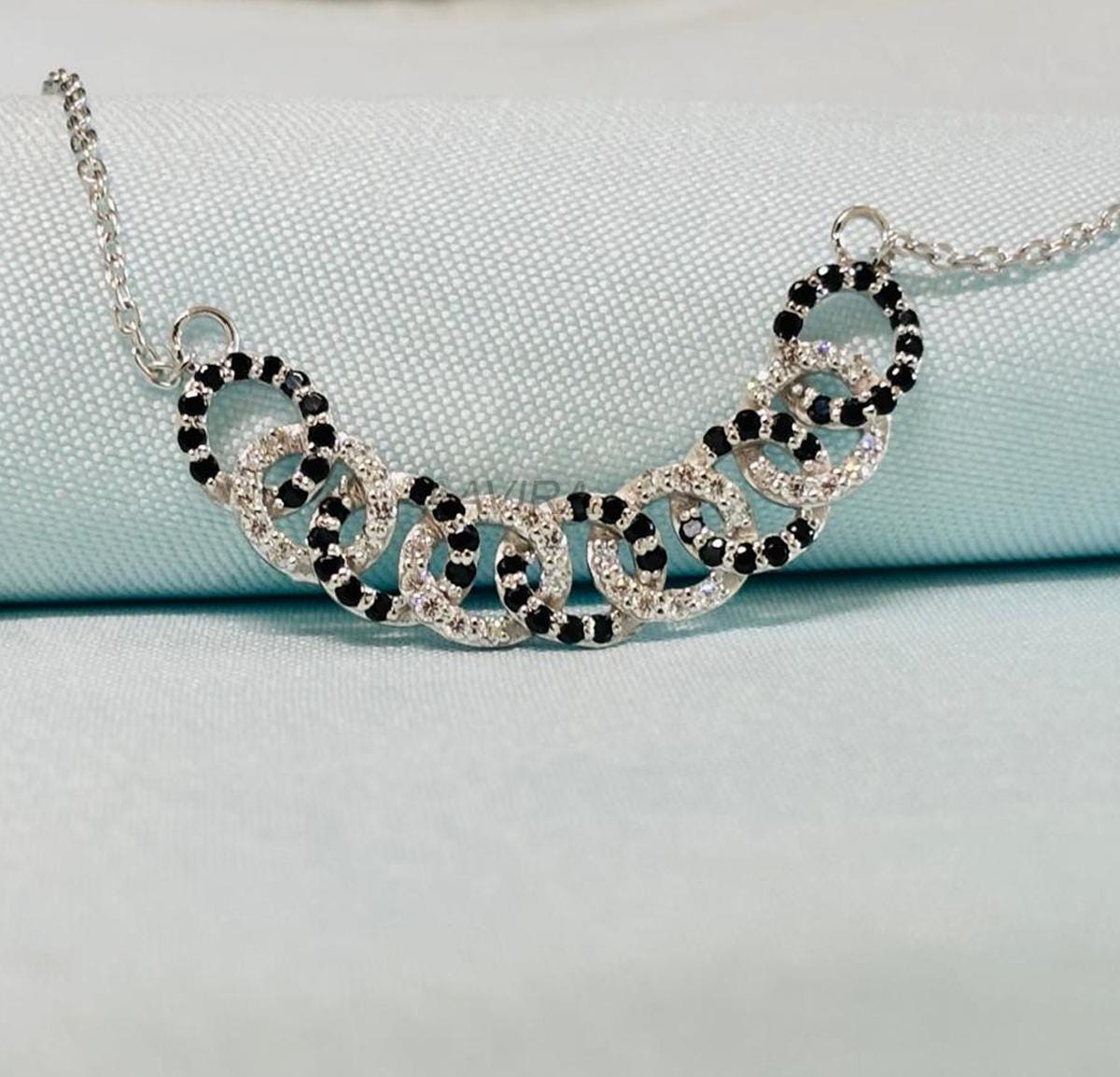Black Diamond Necklace for Women, Black & White Diamond Necklace, Gorgeous Necklace In 925 Silver, Minimalist Necklace, Mother's Day Gifts