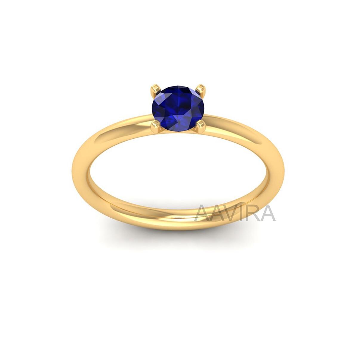 Prong Set Round Cut Blue Sapphire Ring, Engagement Ring, Sapphire Solitaire Ring, Birthstone Ring, Gifts For Her, Women Silver Ring Gift