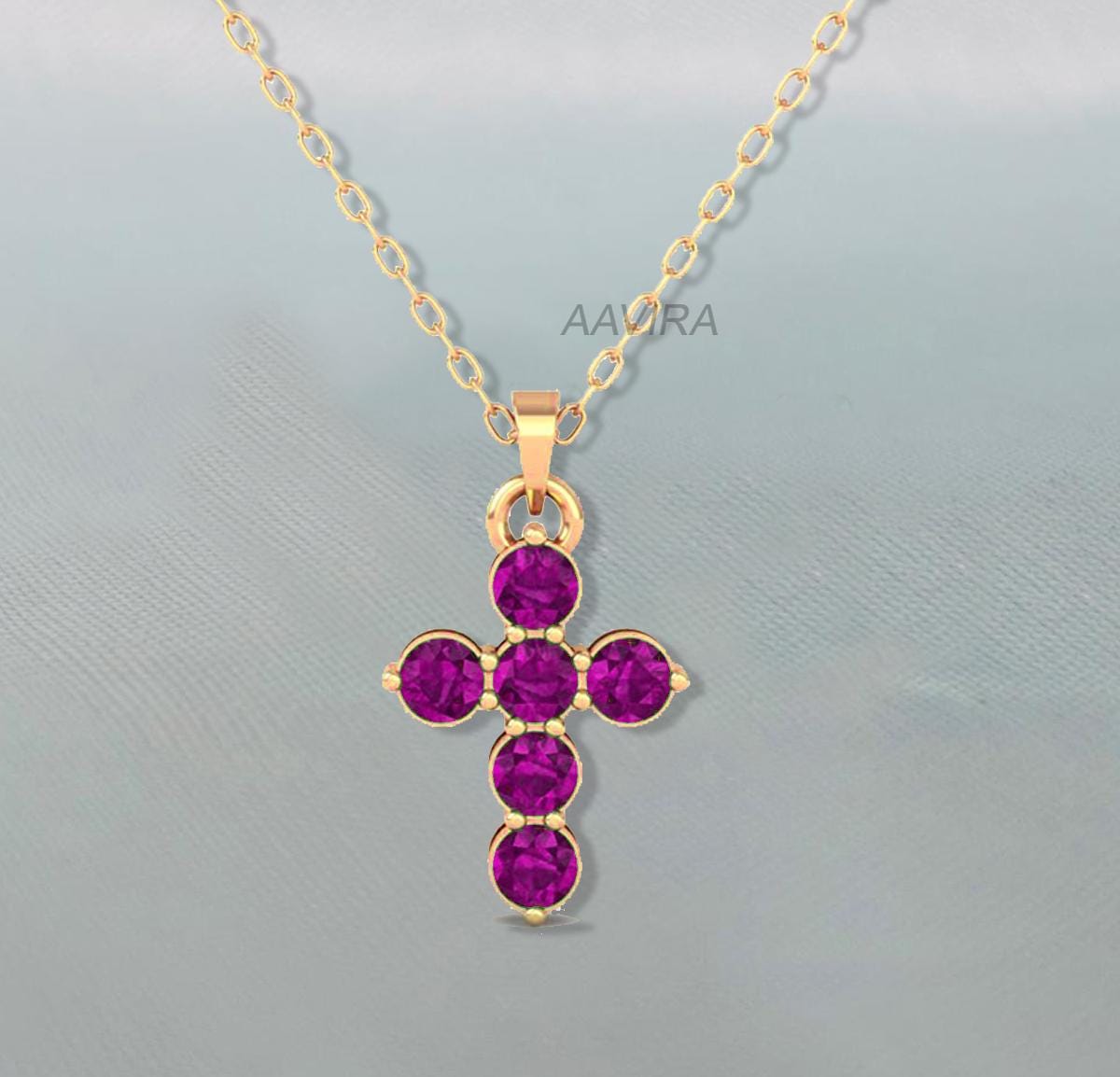 Dainty Cross Necklace, Emerald Cross Necklace, Prong Set Necklace, Green Emerald Pendant, Women's Pendant, Peridot Cross Necklace Women Gift