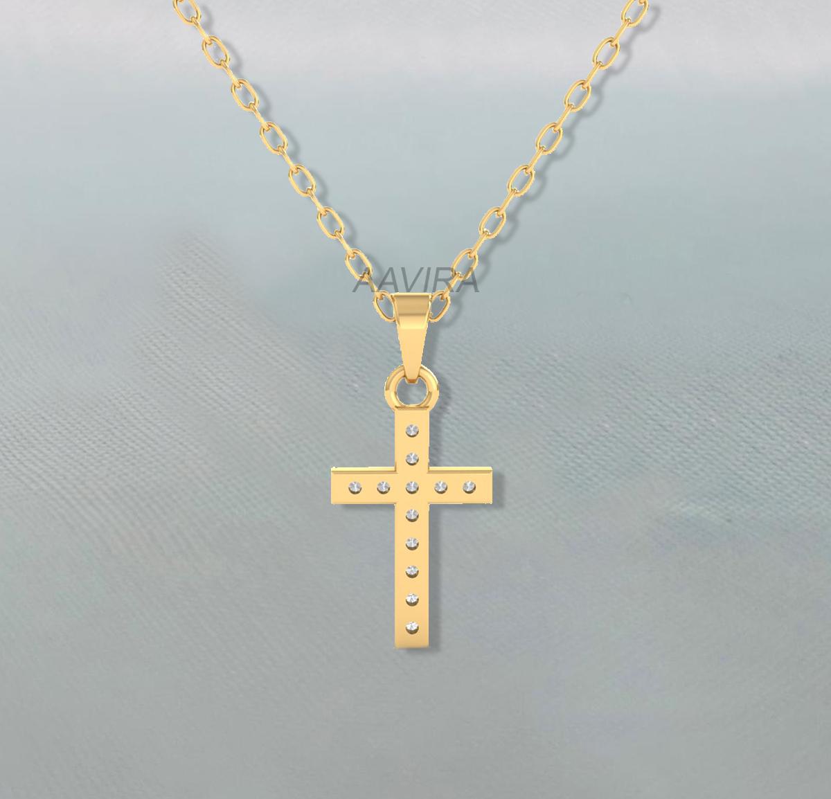Moissanite Cross Pendant For Women, 14k Yellow Gold Plated Pendant, Moissanite Jewelry, Moissanite Cross Gift, Anniversary Gift, Women Gift