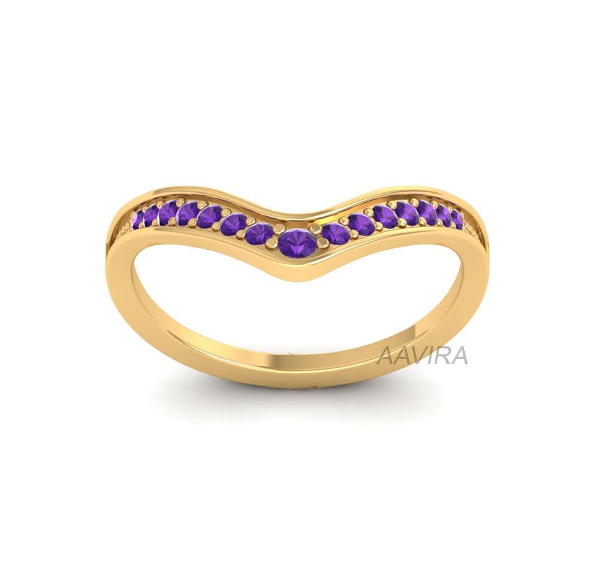 Women's Wedding Band Ring, Ruby Curved Band Ring, Amethyst Ring, Gemstone Ring, Birthstone Ring, Gift For Her, Bridal Ring, Valentines Sale