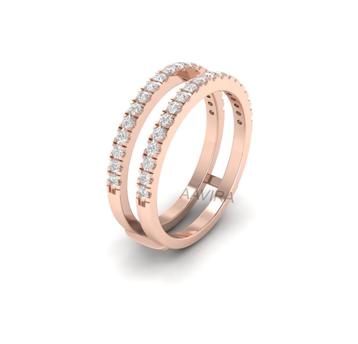 Half Eternity Ring Enhancer, Bridal Matching Ring, Double Band Wedding Ring Enhancer, Diamond Enhancer Ring, Anniversary Band, Jacket Ring