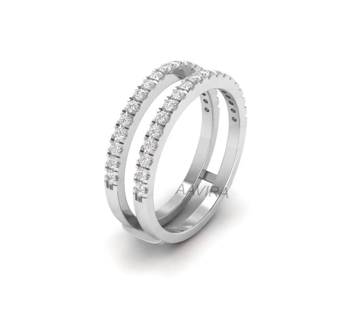 Half Eternity Ring Enhancer, Bridal Matching Ring, Double Band Wedding Ring Enhancer, Diamond Enhancer Ring, Anniversary Band, Jacket Ring