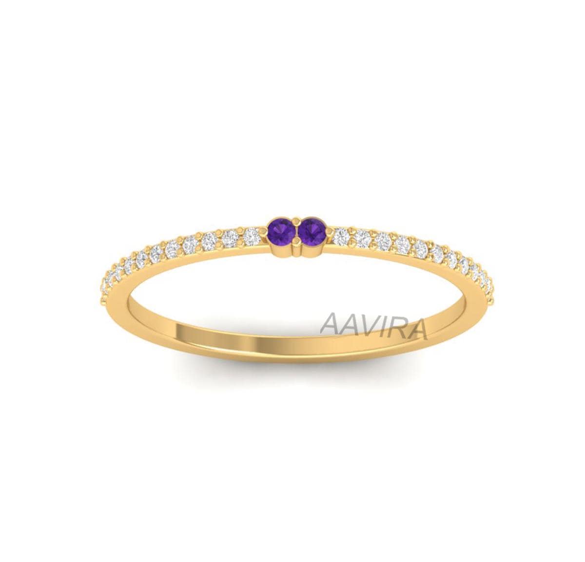 Green Emerald & Diamond Ring, Half Eternity Band, Anniversary Ring For Wife, Delicate Ring, Bridesmaid Ring, Gift For Women, Amethyst Band