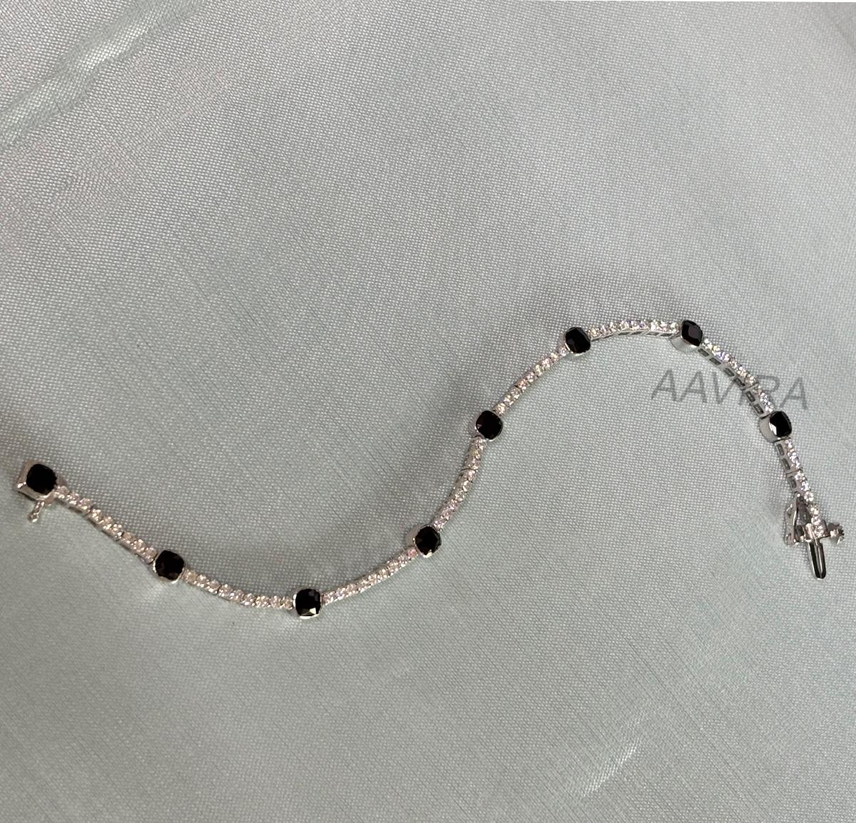 Black Diamond Bracelet, Bezel Cushion Cut Bracelet, Diamond Bracelet, Handmade Bracelet, Delicate Bracelet, Women's Bracelet, Bezel Bracelet
