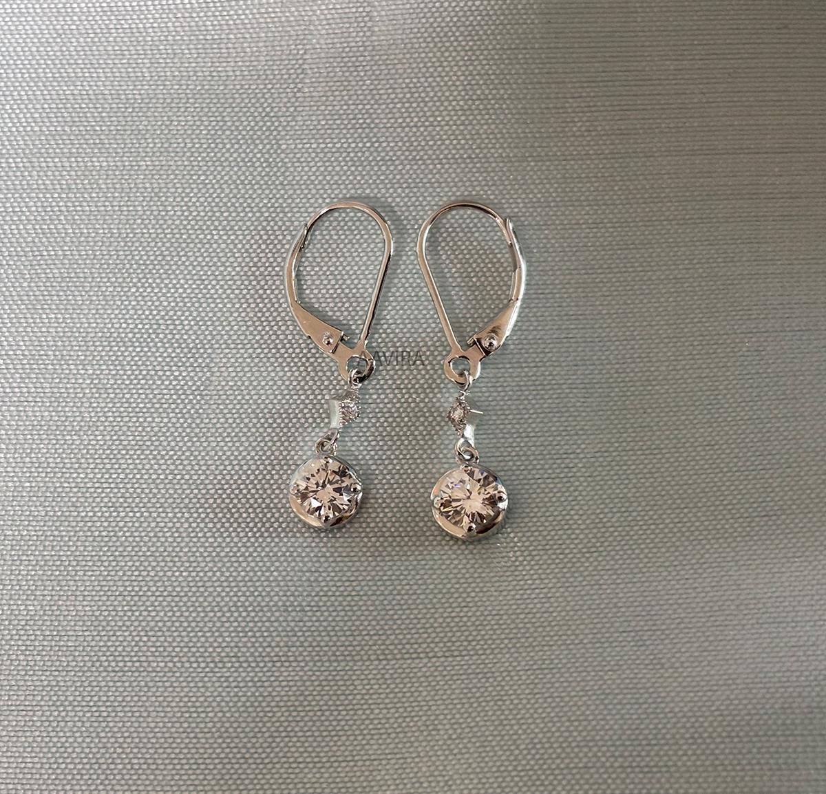 Dainty Dangle Earrings For Women, Moissanite Dangle Drop Earrings, Lever Back Earrings, Valentines Day Gift, Party Wear Earring, Drop Dangle
