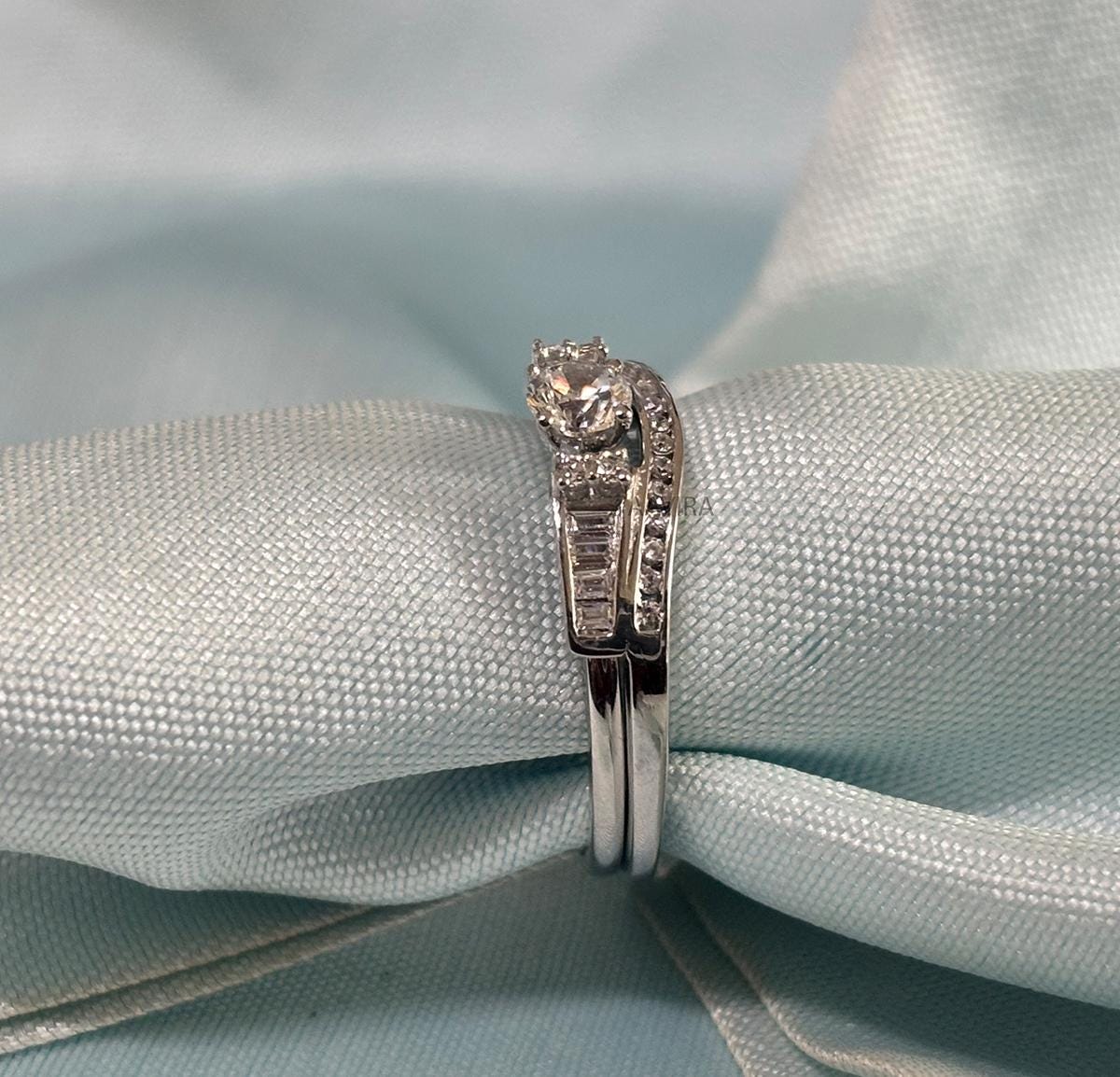 Diamond Bridal Ring Set, Diamond Engagement Ring, Round Engagement Ring Set, 925 Sterling Silver Bridal Ring, Valentines Gift For Her