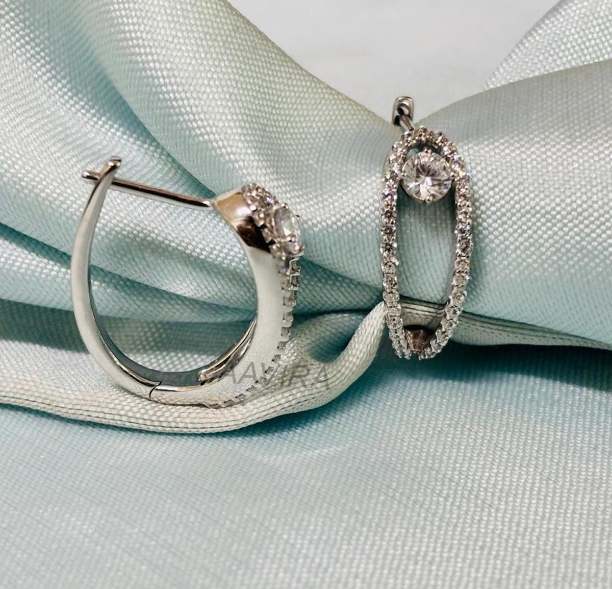Women Diamond Earrings, Diamond Hoop Earrings, Dainty Earrings, Party Wear Diamond Earrings, Valentine Gift For Mom, Wedding Hoop Earrings