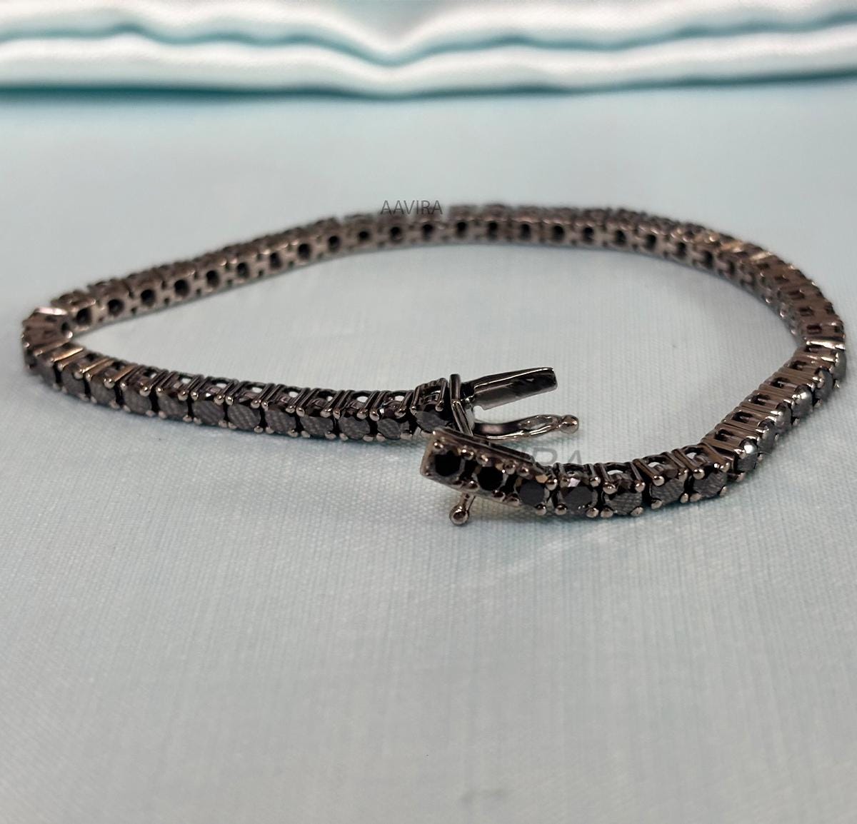Black Diamond Bracelet, 3mm Black Diamond Bracelet, Prong Set Diamond Bracelet, Handmade Bracelet, Valentines Day Gift, Perfect Gifts