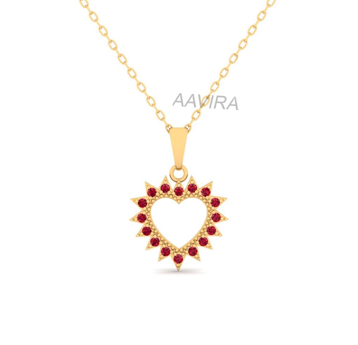 Red Heart Ruby Necklace, Ruby July Birthstone, Heart Jewelry, Heart Pendant, Valentine's Day Gifts, Love Necklace, Women Multi-Stone Pendant