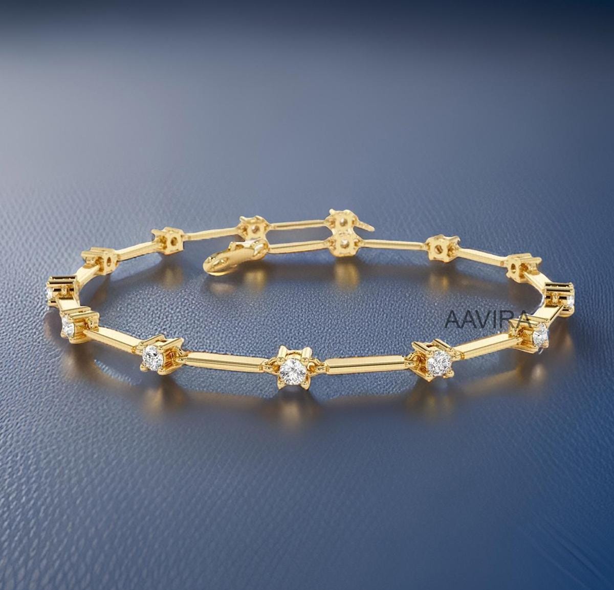 Minimalist Diamond Bracelet, Bridal Bracelet, Simple Diamond Bracelet, Unique Anniversary Jewelry, Delicate Charm Bracelet, Women Bracelet