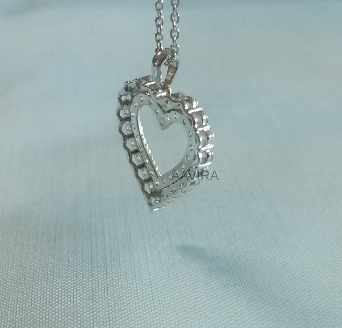 Double Heart Moissanite Diamond Pendant, Heart Pendant, Heart Shaped Diamond Pendant, 925 Sterling Silver Heart, Minimalist Heart Pendant