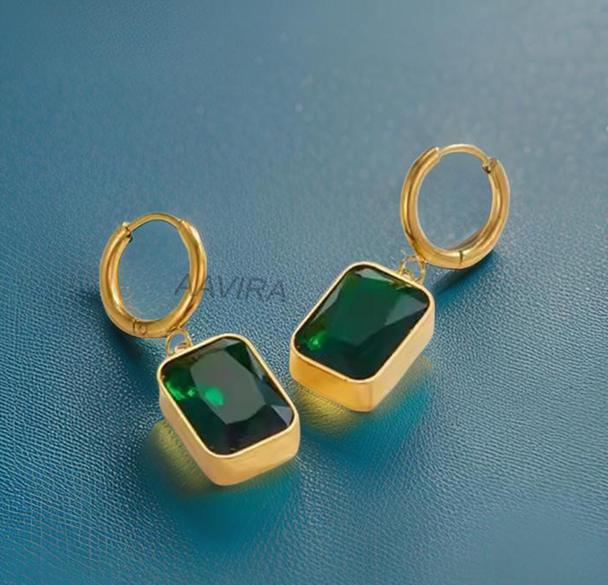 Emerald Drop Dangle Earrings, Green Emerald Earrings, Clip On Earrings, Anniversary Gift, Drop Dangle Earrings, Birthday Gift, Bezel Dangle