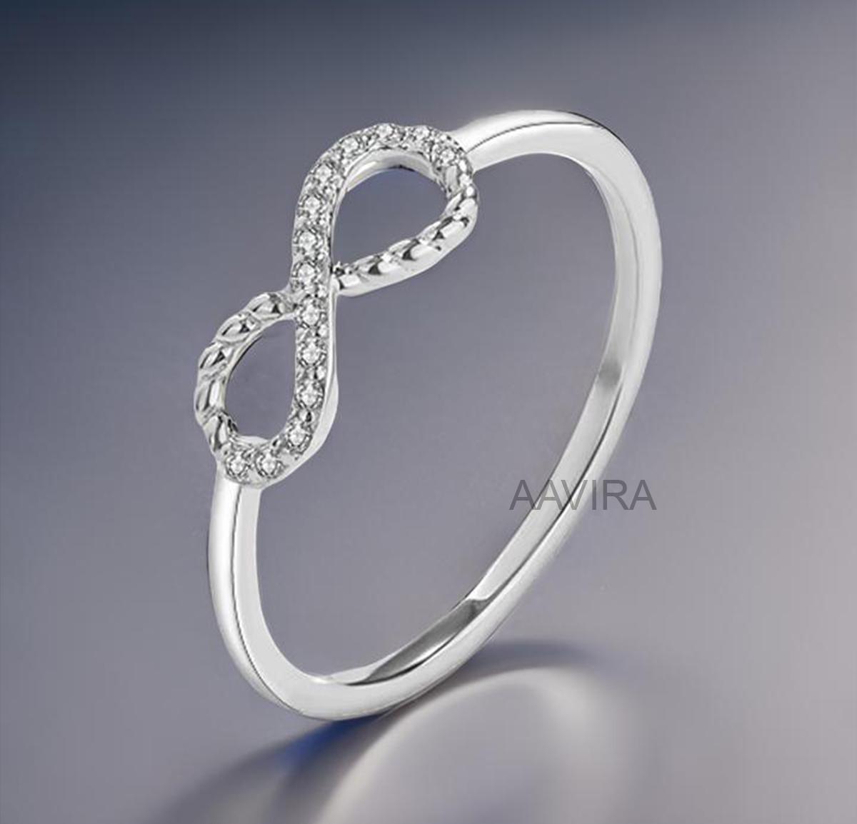 Sterling Silver Infinity Ring, Moissanite Infinite Love Ring, Stackable Ring, Infinity Ring, Infinity Wedding Diamond Ring, Mothers Day Gift