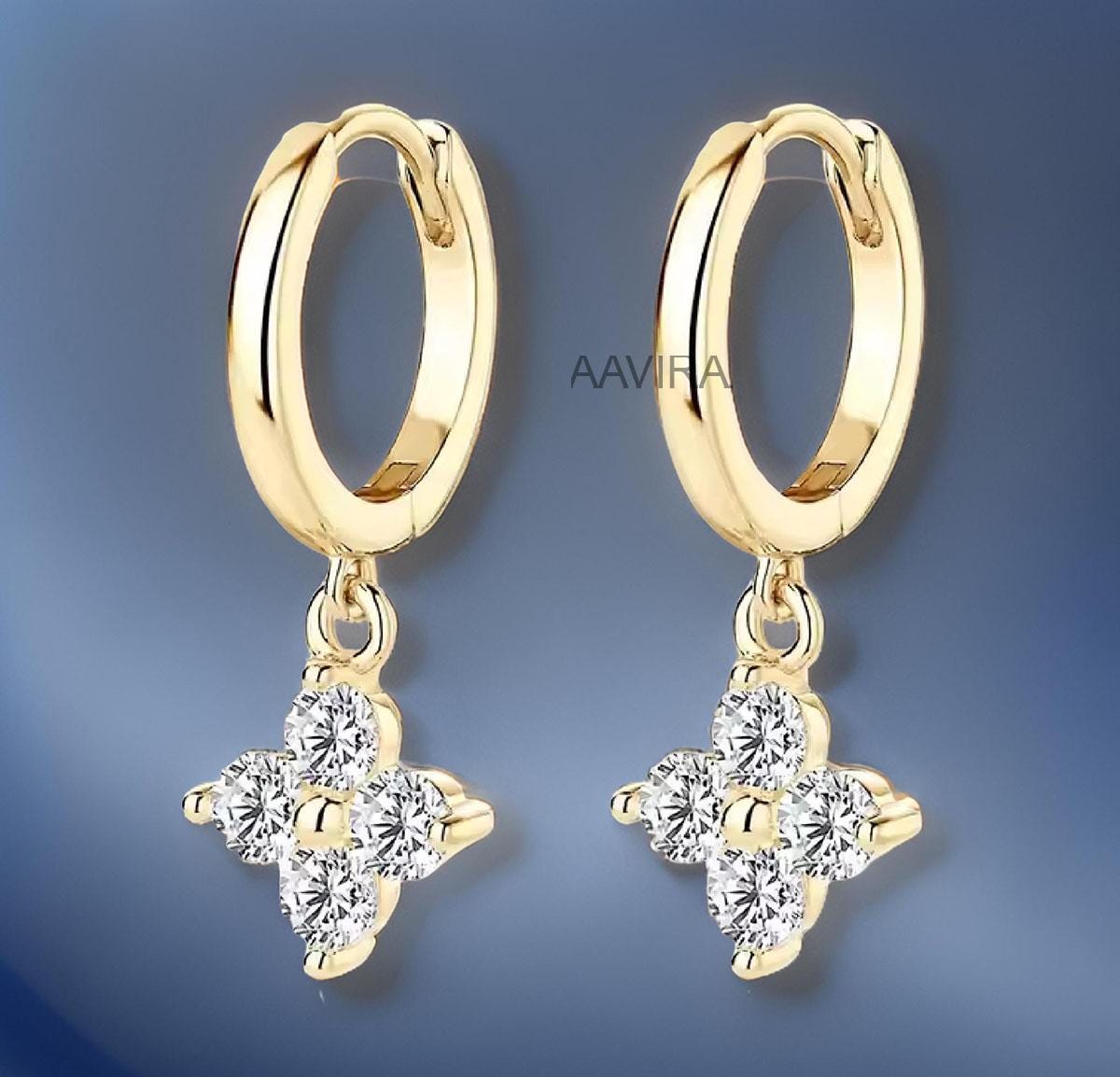 Moissanite Drop & Dangle Earrings, Dainty Diamond Earrings, Flower Earrings, 925 Sterling Silver Earrings, Birthday Gifts, Dangly Earrings