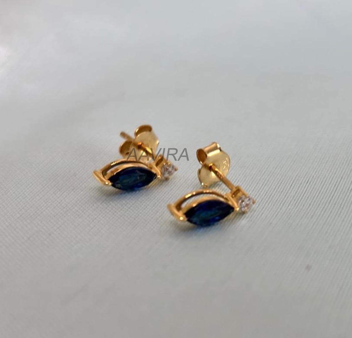 Solitaire Stud Earrings, Blue Sapphire Marquise Cut Earrings, September Birthstone Earrings, Minimalist Stud Earrings, Gift For Women