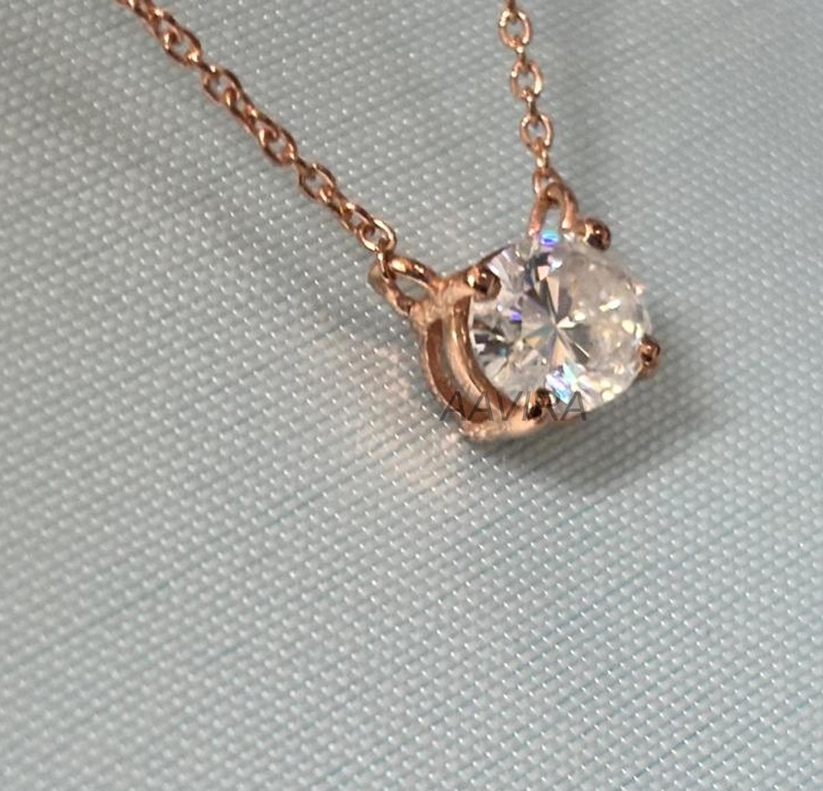Dainty Moissanite Necklace | Round Solitaire Pendant | 925 Sterling Silver | 14k Gold Plated | Minimalist Everyday Jewelry | Gift for Her