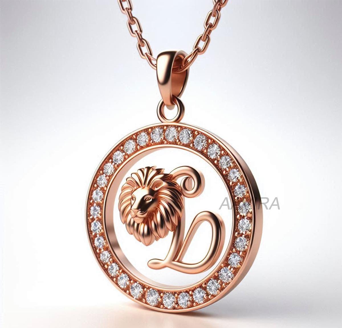 Small Lion Pendant, Handmade Animal Necklace, Lion Necklace, Leo Necklace, Animal Lover Gift, Pave Set Diamond Pendant, Charm Birthday Gift