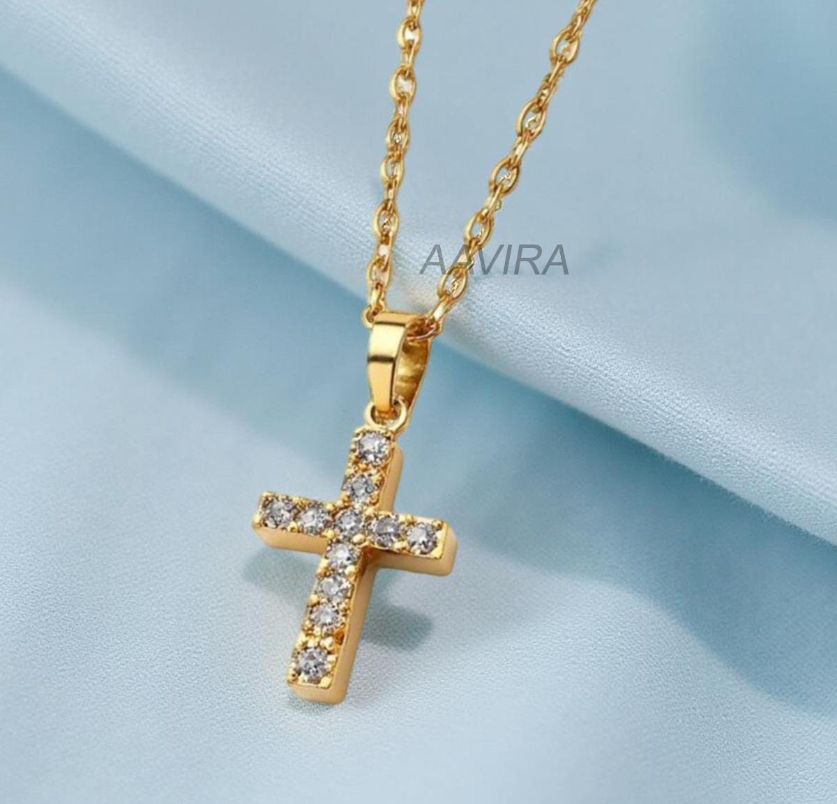 Moissanite Cross Pendant, Religious Cross Pendant Necklace, Dainty Cross Necklace, Gifts for Her, Handmade Cross Jewelry, Mother's Day Gifts