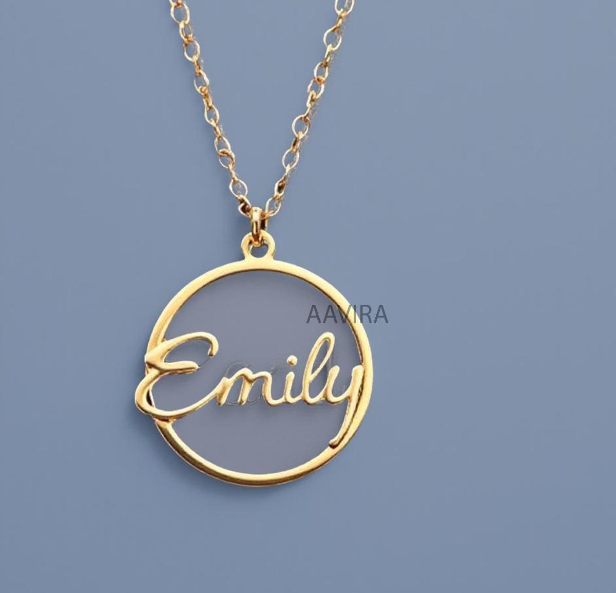 Personalised Name Necklace, Women's Name Necklace, Circle Shape Name Necklace, Emily Name Pendant Necklace, Dainty Custom Necklace, Gifts