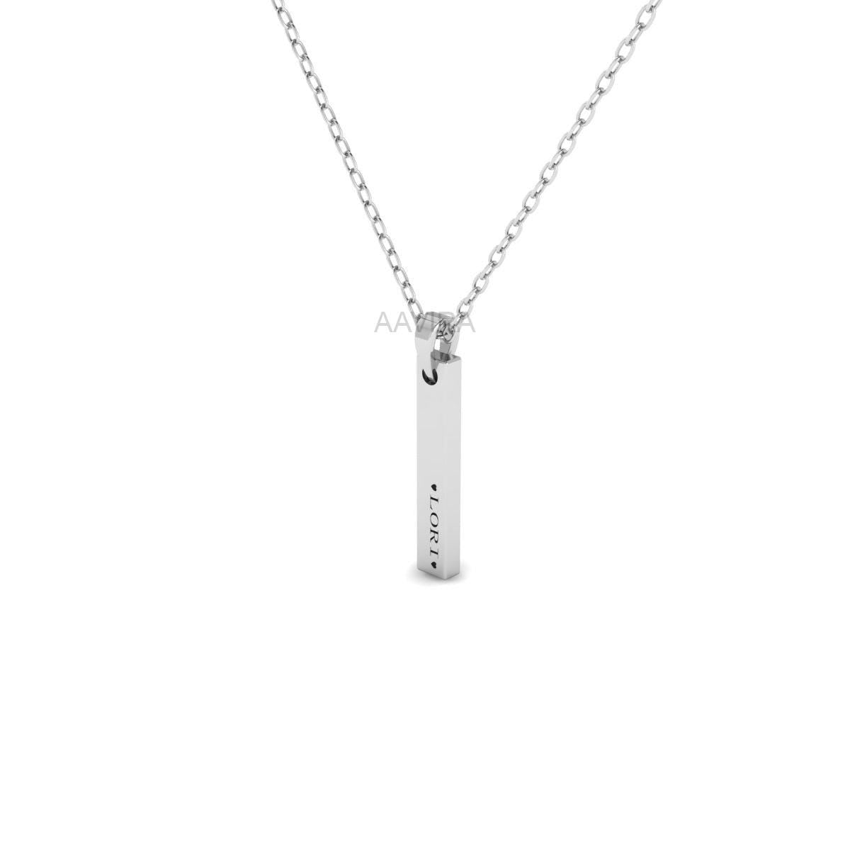 LORI Name Engraved Necklace , Custom Name Women Necklace, Personalized Name Necklace, Vertical Bar Necklace, Women Jewelry, Gift For Her