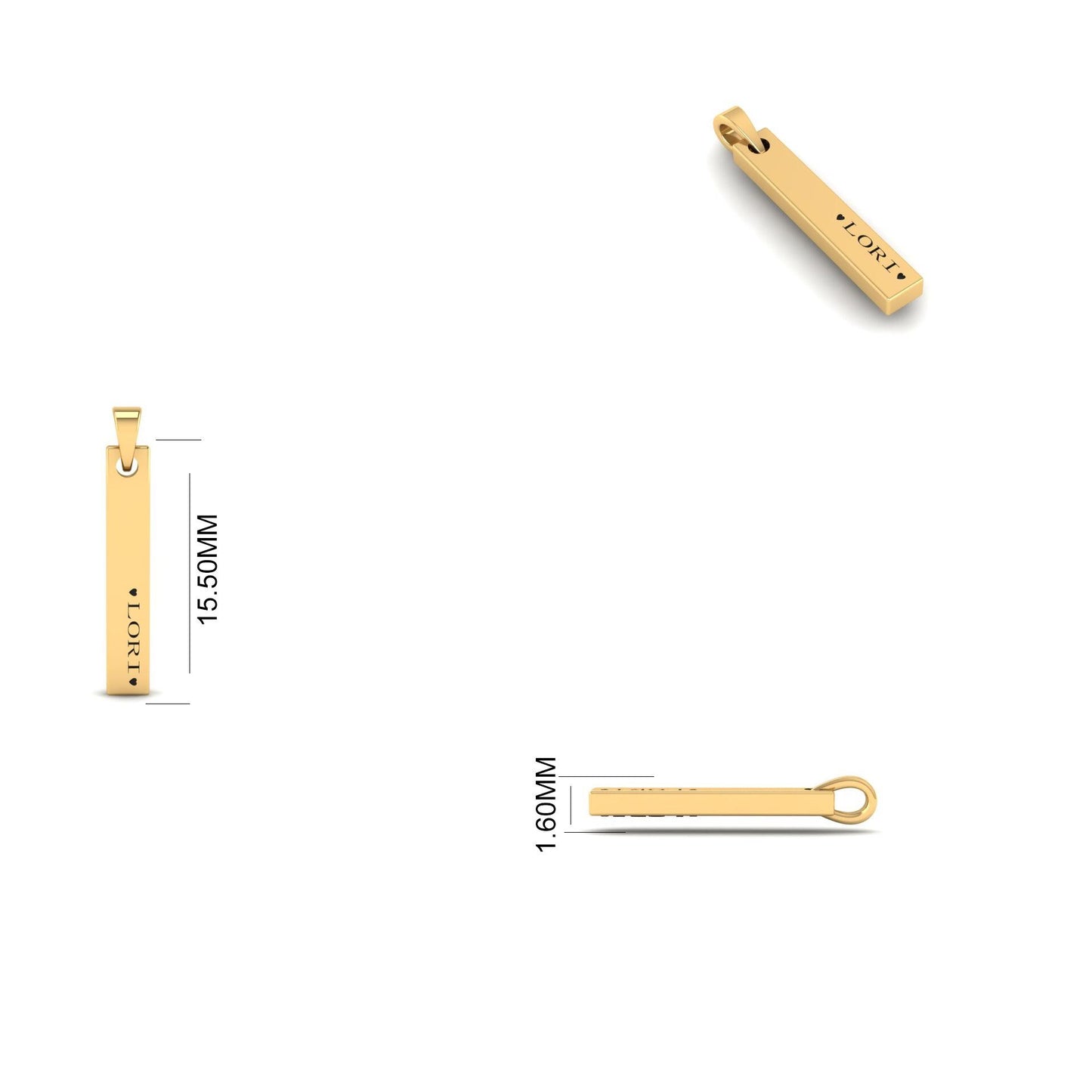 LORI Name Engraved Necklace , Custom Name Women Necklace, Personalized Name Necklace, Vertical Bar Necklace, Women Jewelry, Gift For Her
