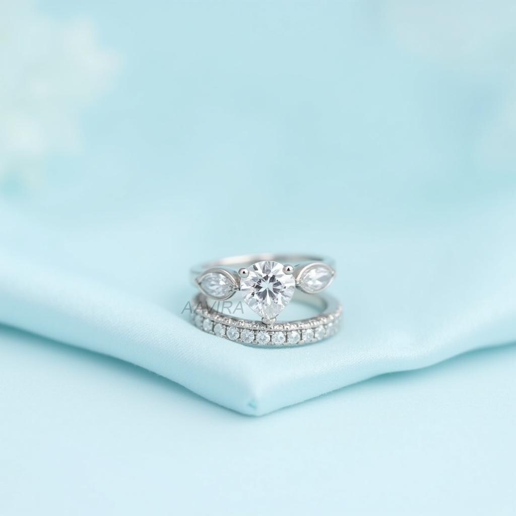 Diamond Wedding Ring Set, Solitaire Diamond Ring, Stackable Ring Set, Bridal Set, Round Cut Wedding Ring, Anniversary Ring Set, Gift For Her