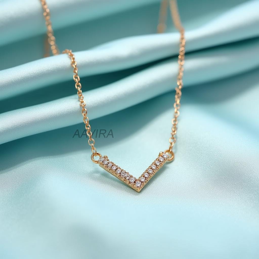 Chevron V Shape Diamond Pendant Necklace, Diamond Pendant, V Shaped Necklace, Minimalist Chevron V Necklace, Diamond Chevron Necklace