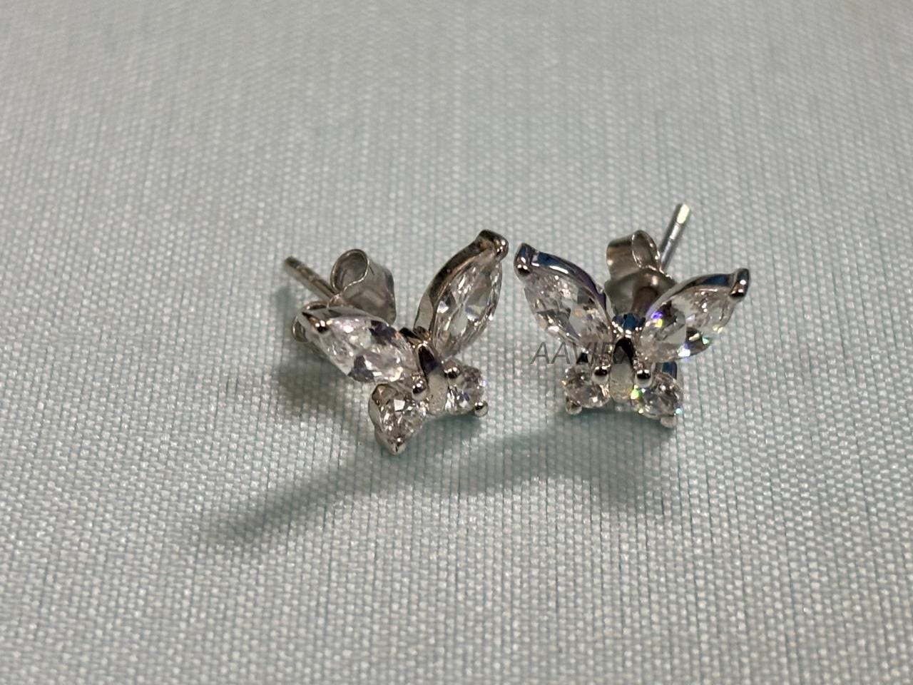 Marquise and Round Cut Diamond Butterfly Earrings, Stud Earrings, Diamond Jewelry, Butterfly Shaped Stud Earrings, Daily Use Earrings, Gifts