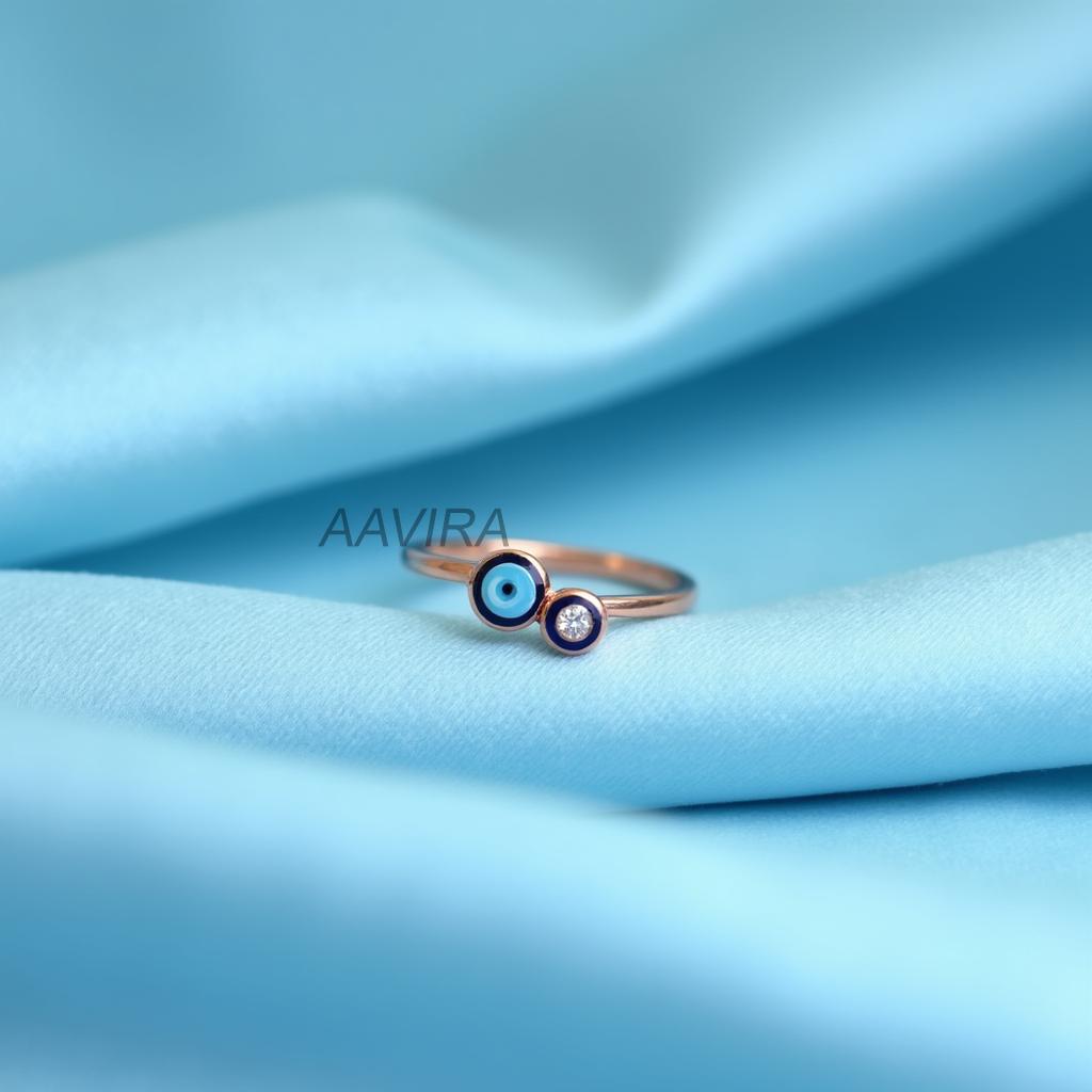 Dainty Protection Ring with Diamond Accent | Evil Eye Ring | Minimalist Good Luck Charm | Everyday Spiritual Jewelry Gift
