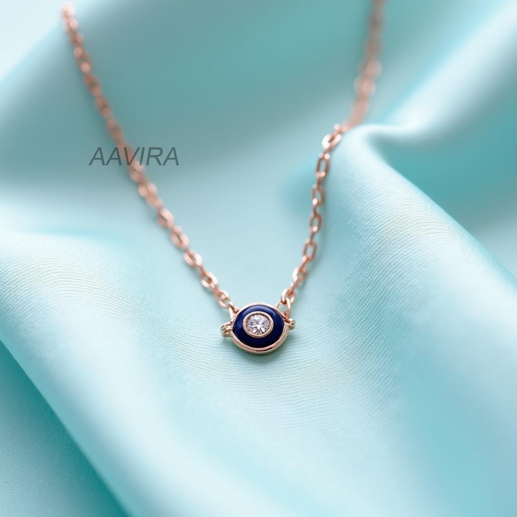 Bezel Evil Eye Necklace with Diamond | Dainty Protection Charm Pendant | Classic Good Luck Spiritual Jewelry Gift for Her