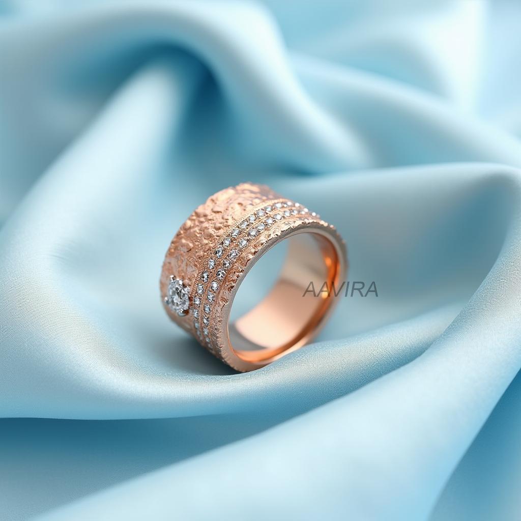 Textured Diamond Band | Wide Statement Ring | Unique Wedding Band | Modern Anniversary Ring | Artisan Gold Jewelry | Wide Wedding Ring