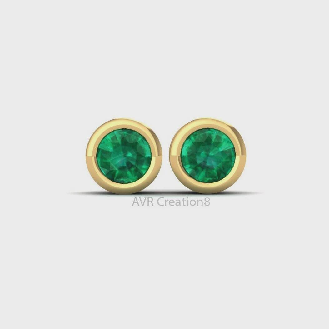 Dainty Emerald Green Stud Earrings | Minimalist Green Gemstone Studs | May Birthstone Jewelry | Everyday Green Earrings Gift for Her