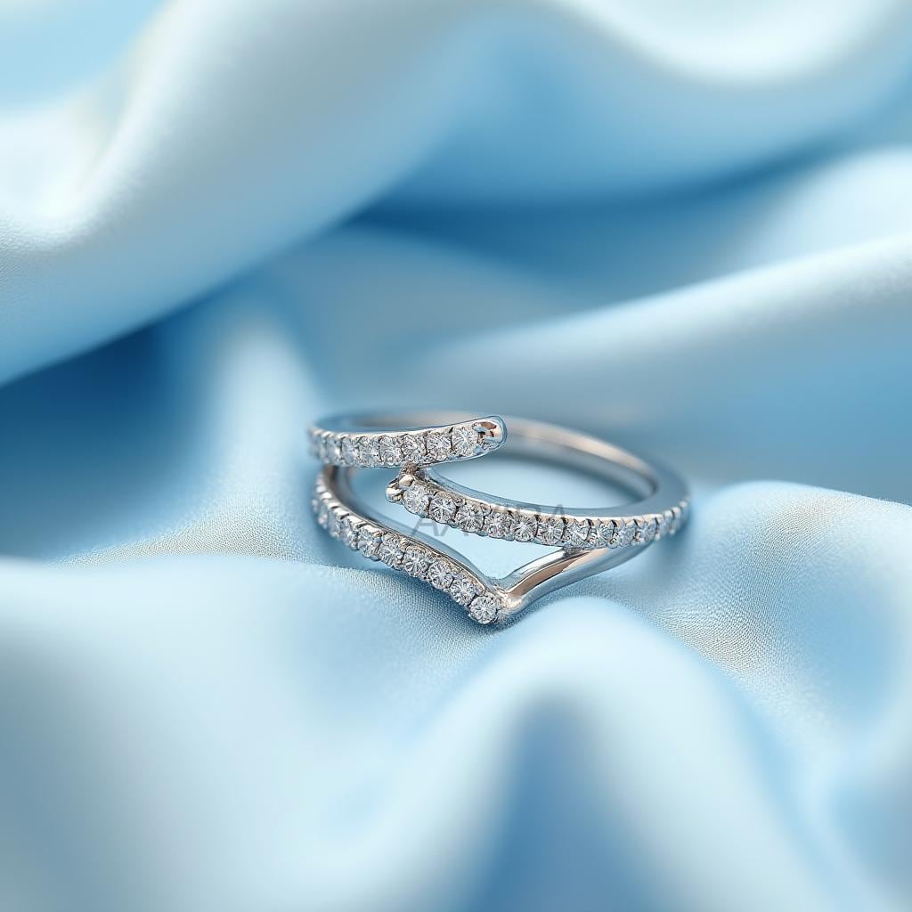 925 Sterling Silver V-Shaped Ring, Double Layer Stacking Ring, Delicate Pave Diamond Band, Unique Minimalist Wedding Ring, Anniversary Gift