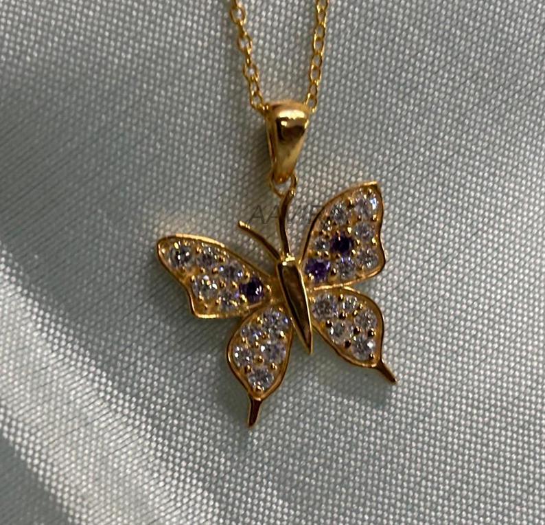 Dainty Butterfly Pendant, Delicate Butterfly Necklace, Minimalist Pendant, Birthday Gift for Her, Graduation Gift, Silver Pendant for Women