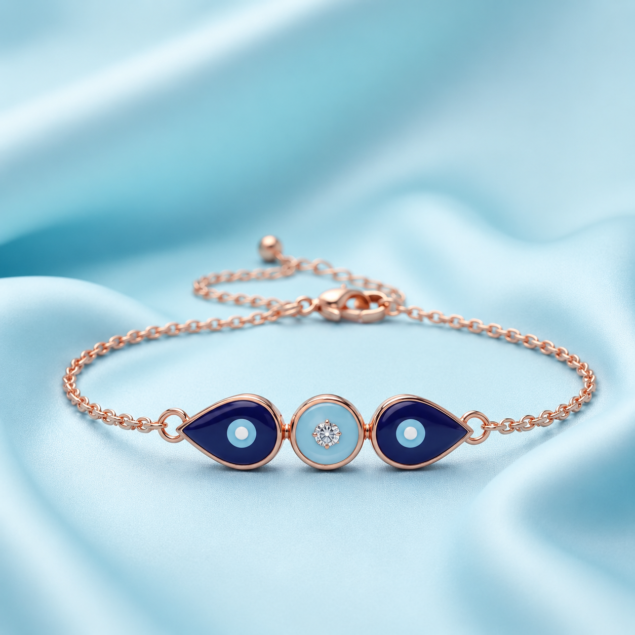 Evil eye bracelet middle round eye rose gold color