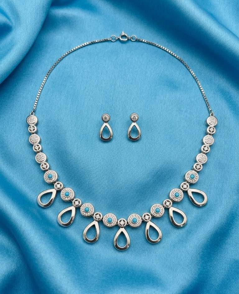 925 Sterling Silver Moissanite Teardrop Necklace & Earrings Set | Elegant Statement Bridal Jewelry for Women