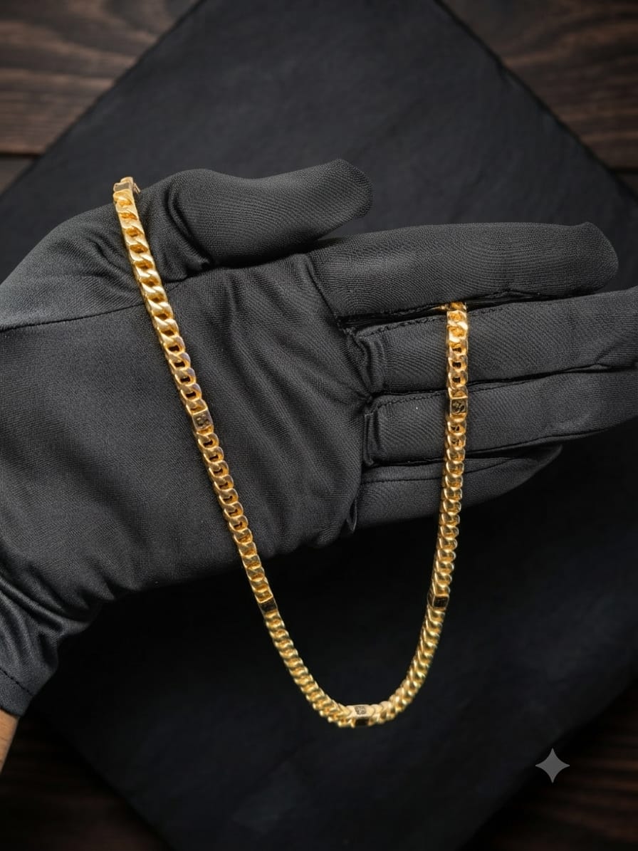 Gold Geometric Link Necklace, Men's Designer Chain, Modern Luxury Gold Jewelry