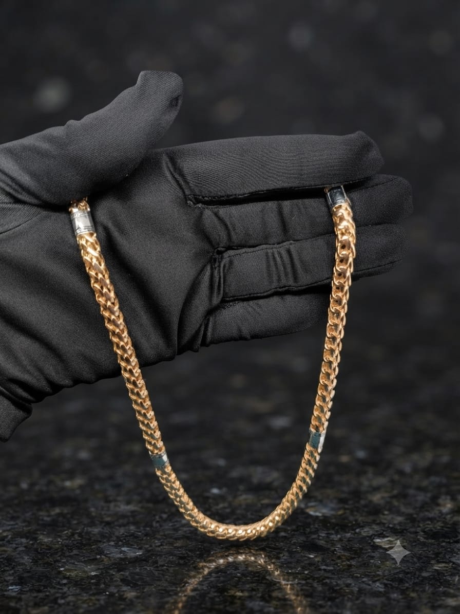Gold Rope Link Necklace, Men's Textured Gold Chain, Classic Luxury Jewelry
