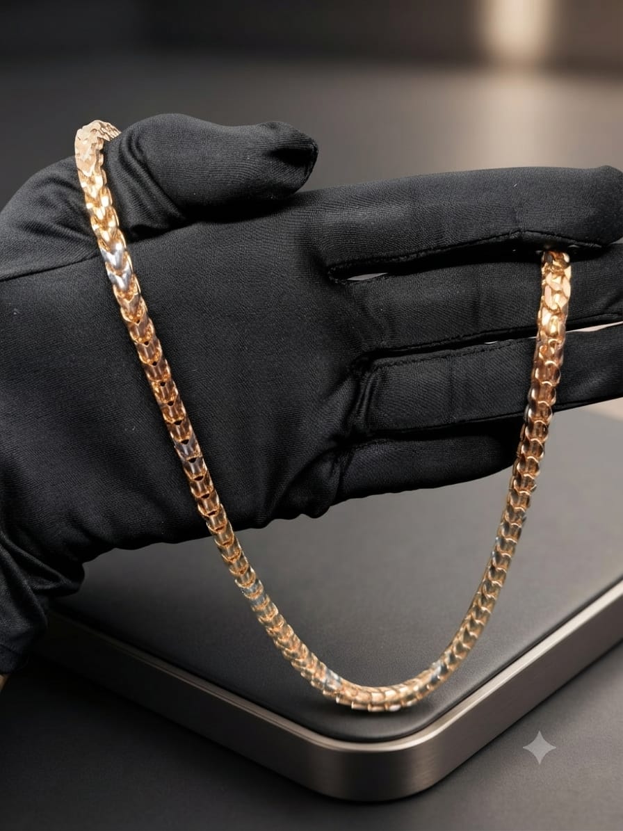Classic Textured Gold Link Necklace, Men's Gold Chain, Luxury Everyday Jewelry