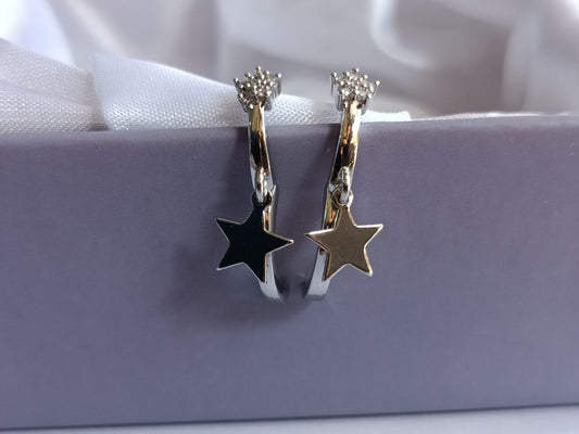 Tiny Star Shape Hoop Huggie Earrings For Her, Star Diamond Earrings, Minimalist Hoop Earrings, Everyday Wear Earrings, Valentine's Gifts