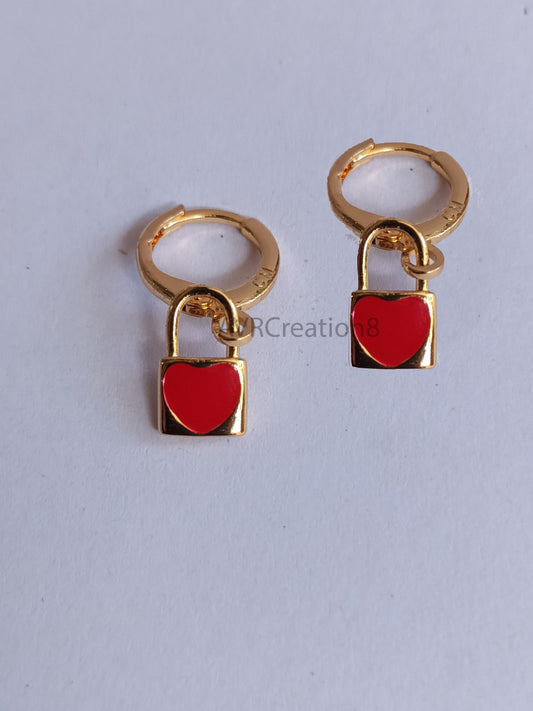 Simple Lock Shape Minimalist Hoop Huggies Earrings For Her, 14k Yellow Gold Plated, Daily Use Dainty Lock Earrings, Valentine's Day Gifts