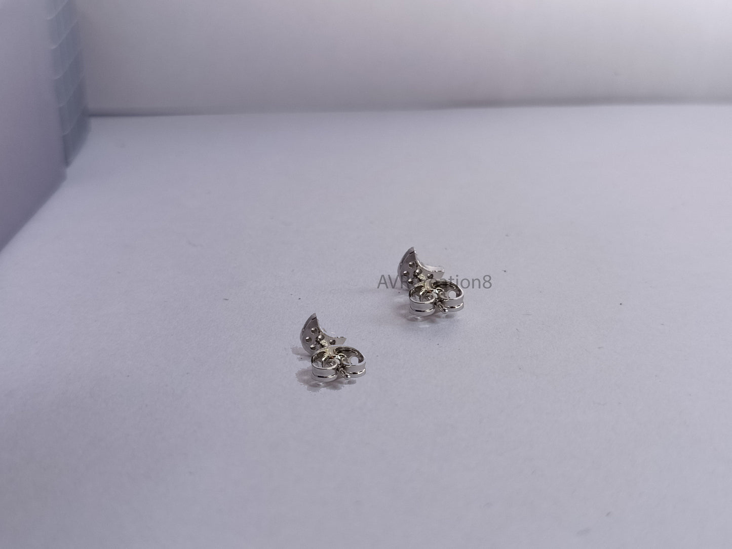 Pave Diamond Crescent Moon Stud Earrings, Celestial Gift, Dainty Earrings, Stud Earrings, Diamond Half Moon Earrings, Anniversary Gift