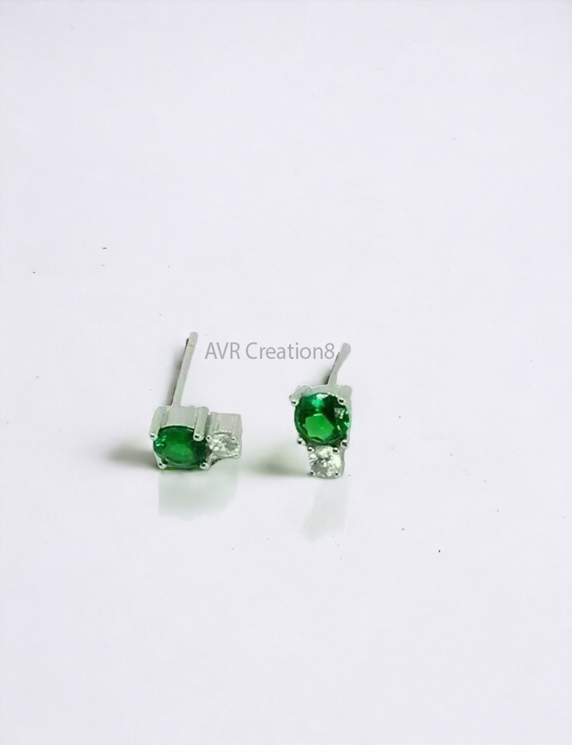 Emerald Green Stud Earrings | Dainty Cz Studs | Small Solitaire Earrings | May Birthstone Gift | Everyday Gemstone Jewelry | Gift for Her