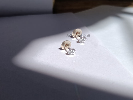 Dainty CZ Solitaire Stud Earrings, Everyday Earrings, Gift for Her, Sterling Silver Solitaire Studs, Moissanite Stud Earrings, Simple Studs